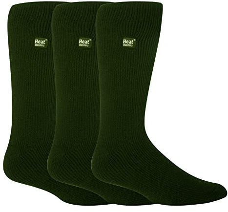 HEAT HOLDERS - 3 Pack Multipack Mens Insulated Thermal Socks for Winter (6-11, Forest Green)