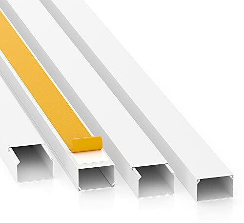 CILSON Kabelkanal 20 m / 20x 1 m Lang - 40 mm Breit 25 mm Hoch, Selbstklebend Weiß, Bodenbelochung u. Doppelseitiges Schaum Klebeband Extra Stark