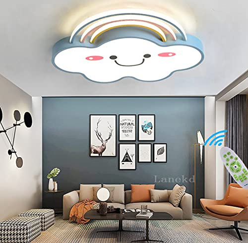 Deckenleuchte LED Moderne Kinderlampe Kinderzimmer Jungen Mädchen Deckenlampe Regenbogen Wolken Lampe Dimmbar 3000K-7000K Wohnzimmer Pendellampe Mit Fernbedienung Interior Schlafzimmer Decke Lampe