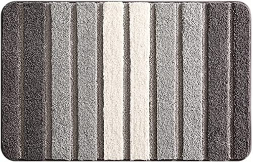 BERTY·PUYI Badematterutschfest Saugfähiger Badezimmerteppichsuperweich Wasserabsorbierend Mikrofaser Maschinenwaschbar, Für Badezimmer Küche Zuhause Schlafzimmer-Grau||50x80cm