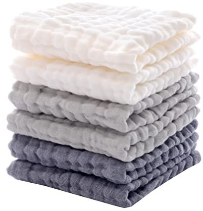 MUKIN Salviette per neonati in mussola – Panni morbidi per neonati, asciugamani da bagno assorbenti, salviettine per bambini, panni per ruttare o asciugamani per il viso, lista per bambini come