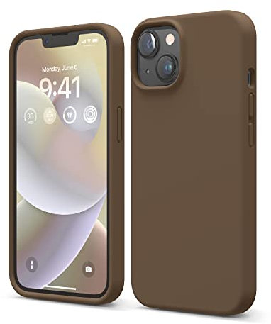 elago Liquid Silicone Case Kompatibel mit iPhone 14 Hülle (6.1), Hochwertiges Silikon, Ganzkörperschutz - 4 Schichten stoßfeste Handyhülle, kratzfestes weiches Mikrofaserfutter (Braun)