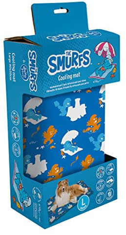 Smurfs duvoplus, Die Schlümpfe Kühlmatte L mit selbstregulierendem und selbstaktivierendem Gel ideal für hohe Temperaturen, im Auto oder auf Reisen, einfach zu Falten und zu verstauen