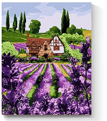 7 Artists Peinture Numero Adulte A Lavender House Set 40x50 cm | Numero Dart | Peinture Par Numero Adulte | Numéro D'art | Peinture Par Numero | Peinture Numéro | Paint By Numbers