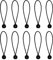 10pcs Black Tarpaulin Bungee Balls Flag Bungees Ball Bungee Ties Bungee Cord Balls Tent Elastic Loops Tarp Bungee Balls Tie Down Straps Elastic Ties with Balls for Tent Banner Flag Poles Tarpaulin