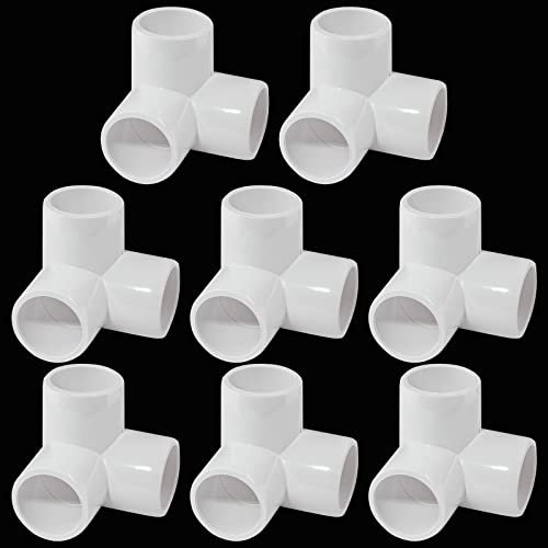 Waziaqoc Raccordi in PVC a 3 vie, gomito in PVC da 1/2 90 gradi, connettori angolari in PVC bianco, connettori per tubi in PVC per mobili fai da te, telaio serra, 8 pezzi