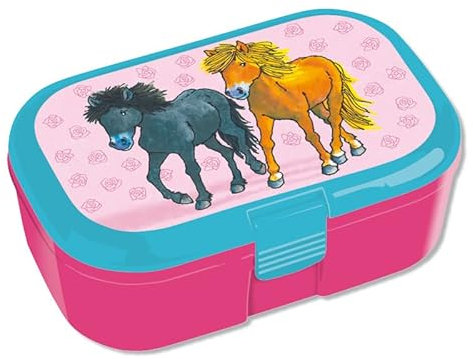 Lutz Mauder Lunchbox * PFERDE * mit Glitzer für Kinder | 10695 | Perfekt für Pferdefreunde | Mädchen Vesperdose Brotdose Brotzeit Schule Grundschule Einschulung