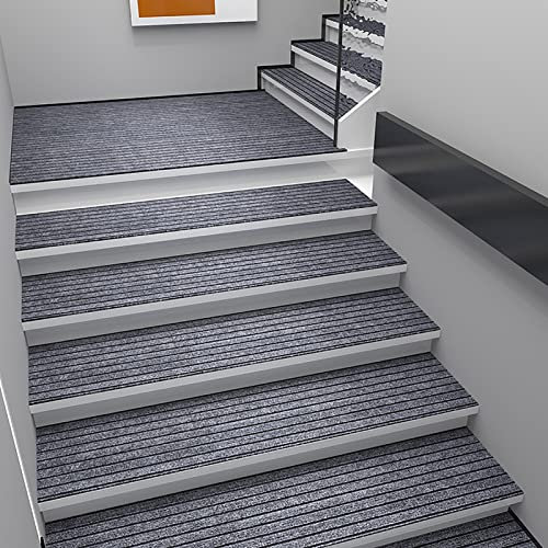 Treppenstufen Matten 5er Set,Treppen Teppich Anti Rutsch,Rechteckig Stufenmatten Treppenmatten,Waschbar Treppenteppich Antirutschmatten,Stufenteppich für Holz, Fliesen, Stein und andere glatte Böden