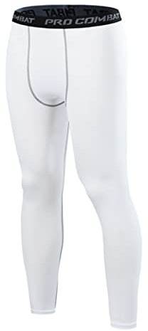 Smatstyle Pantalons de Compression de Running Homme Legging de Sport Fitness à séchage Rapide Collant de Compression Base Layer Long Tight (as4, Alpha, m, Regular, Regular, Bianco)