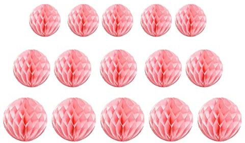 15 Stück Wabenbälle Dekorationen 10.2 cm, 15.2 cm, 20.3 cm, Party-Wabenball, Blumen-Pompons, Blumen-Bälle zum Aufhängen für Babyparty, Geburtstag, Hochzeit, Kinderzimmer, 10.4 cm, Lt-Pink)