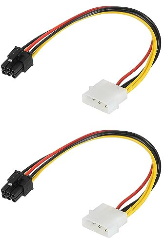 PATIKIL 4 Pin a 6 Pin Maschio PCI Express Cavo PCIE Grafica Scheda Alimentazione Convertitore Adattatore Cavi Connettore 220mm/8.7 per Video Scheda, 2pz