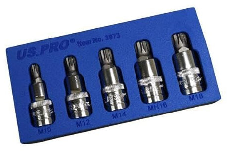 US PRO Tools 5PC 1/2 DR Triple Square Bit Socket Set in EVA Tray M10 - M18 3973