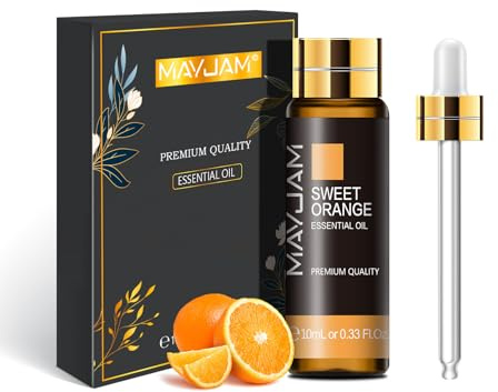 MAYJAM Sweet Orange Essential Oil 10ML - Premium Diffuser Oil | with Glass Dropper, Long Lasting Aroma, for Diffuser, Aromatherapy, Massage, Candle and Soap Making, Bedroom, Office
