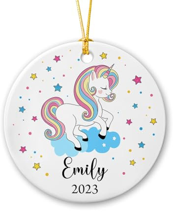 Christbaumschmuck Keramik Weihnachtsanhänger Anhänger Weihnachtsbaumschmuck Hängende Ornamente Weihnachtsdeko Personalisiertes Einhorn Für Kinder 2023, Einhorn Für Babys, Einhorn Für Mädchen,