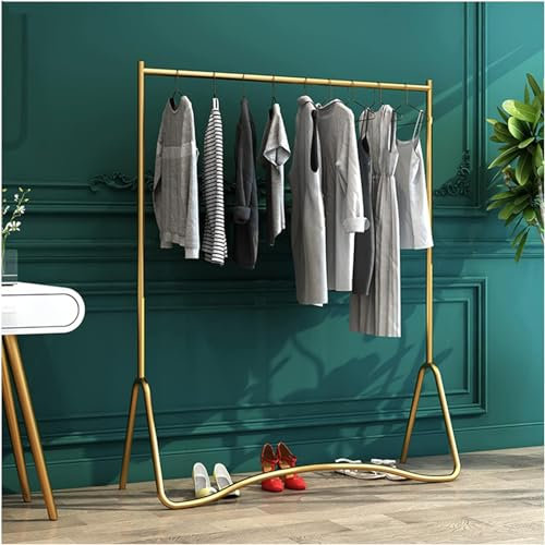 Bodenstehender Garderobenständer, Kleiderbügel aus Schmiedeeisen – Mantel, Hut, Tasche, für Wohnzimmer, Schlafzimmer, Balkon, Garderobe,Gold,80cm