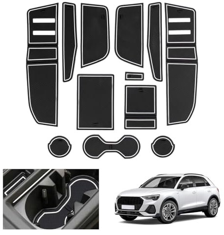 GAFAT Kompatibel mit Audi Q3 F3 2019-2024 Antirutschmatten, Q3 Sportback S-Line RS Gummimatten rutschfest Non-Slip, Mittelkonsole Türnaht Matten, Q3 F3 Zubehör (Weiß)