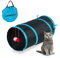 Relaxdays Katzentunnel faltbar, BxD: ca. 50x25 cm, Katzenröhre mit Spielzeug & Tasche, interaktiver Spieltunnel, schwarz