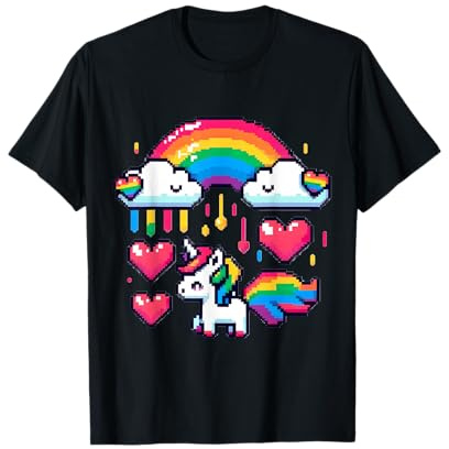 Pixel Einhorn Regenbogen Lesben Gay CSD Pride Party Wear LGBT T-Shirt