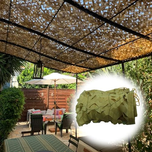Filet De Camouflage Sable, Voile D'ombrage De Pergola De Camping De Chasse Militaire, Toile D'ombrage Filet Camo pour Soleil en Plein Air Thème Parti Décoration Voiture Couvre(Size:2x9m/6.5x29.5ft)