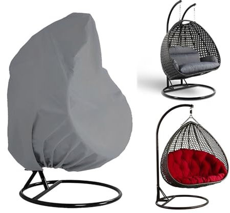 FANSU Hängesessel Abdeckung Outdoor Wasserdicht, 210D Oxford-Stoff Abdeckplane, UV-Anti Winterfest Schutzhülle Gartenmöbel für Hängestuhl, Swing Chair, Egg Chair (115x190cm,Grau)