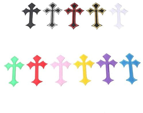 11pcs Cross Patches Iron Sew On Cross Embroidery Applique Patch DIY Iron Patches Mixed Colors Embroidered Patches for Jeans Hats Shirts Jackets Backpacks Decor