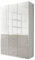 WIEMANN Drehtürenschrank mit 5 Schubkästen hochwertiger Kleiderschrank Schlafzimmerschrank 150cm breit, mit Schubladen, Glas Kieselgrau, Korpus Weiß, Höhe 236cm, Shanghai