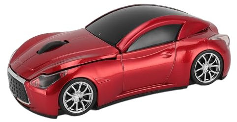 Souris sans Fil en Forme de Voiture de Sport, Souris à Capteur Optique 1600 DPI, Souris Récepteur USB 2.4 GHz, Adaptée aux PC, iOS (Rouge)