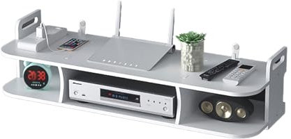 Guoyoocc WIFI Router Storage Shelf,Wall Mount Floating Shelf,TV Set-top Box Decoder Rack,Floating TV Stand Cabinet,DVD Player Easy Install Accessories Router Bracke,TV Console Storage,Punch-free Rack