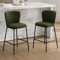 chairus Taburetes de Bar Tapizados de Lino Juego 2 de Sillas Desyuno Bar Modernas con Patas Negras, Taburetes de Mostrador Cocina con Respaldo para Hogar/Isla de Cocina, Verde