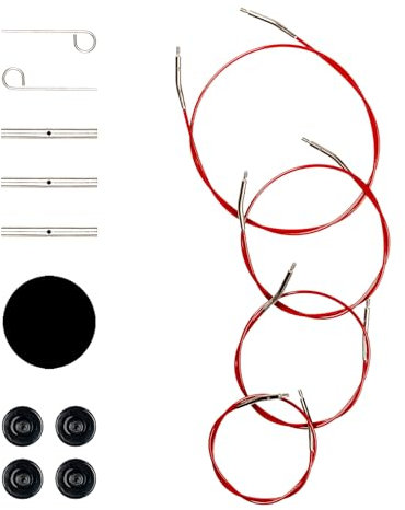 Ruidi Set di 4 cavi intercambiabili per ferri circolari intercambiabili Ruidi (Rosso, 32cm, 38cm, 43cm, 56cm)