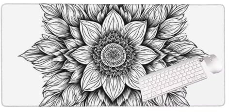 Gaming Tapis de Souris Manchon Noir et Blanc Tapis Souris XXL 140 x 60 cm, Grand Tapis de Bureau sous Main avec Base en Caoutchouc Antidérapante, Tapis de Souris Gaming, Decoration Maison S-4680