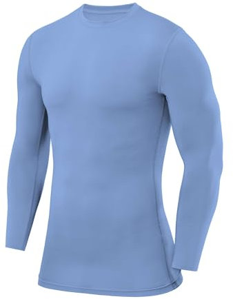 PowerLayer Compression Tops for Men Base Layers Men's Running Top Thermal Shirt - Ice Blue, XXL