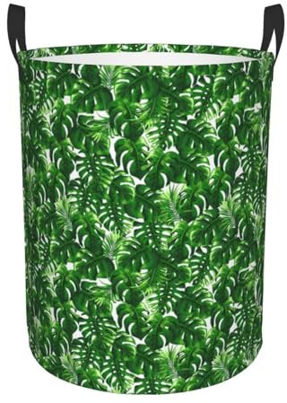 Monstera Deliciosa Wäschekorb mit Bananenpalmendruck, faltbarer Aufbewahrungskorb, Badezimmer, Schlafzimmer, Mehrzweck-Aufbewahrungskorb