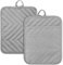 Sibba Pot Holders with Pocket, 2Pcs Cotton Heat Resistant Potholder, 7 x 9 Inch Trivets Large Coasters, Baking Square Oven Mitts for Kitchen and Baking (Grey)