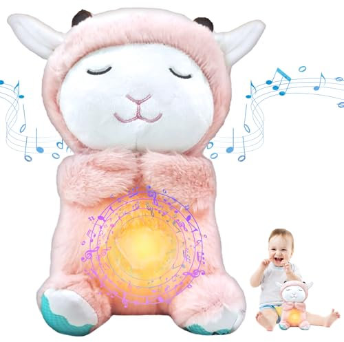 HBSFBH Schlummer Koala, Schlummer Otter, Schaf Kuscheltier Für Kinder, Einschlafhilfe Plüschtier mit Atembewegung und Musik, Beruhigendes Schlafspielzeug, Geschenk für Mädchen und Jungen