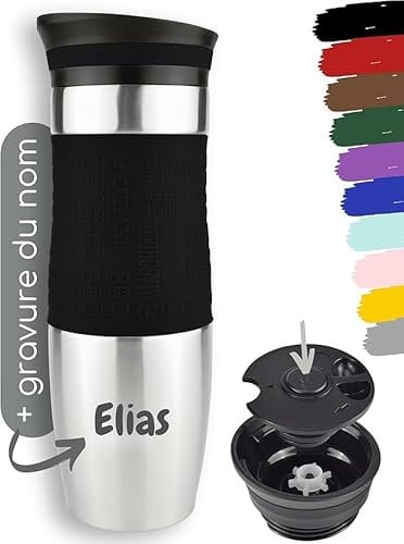 Milu Taza isotérmica con grabado - 450ml - ideas de regalos personalizados regalos de cumpleaños de navidad para hombres mujeres mamá papá novia