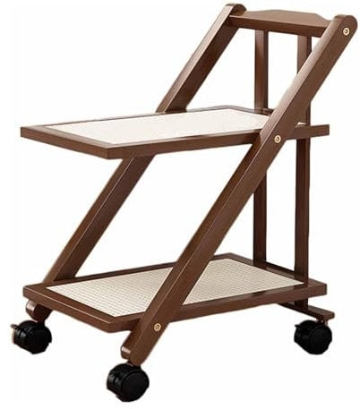 KUANGGE 3-stufiger Nachttisch mit Rädern, Mobiler Leiter-Nachttisch, Ablagefach, Klappbare Beistelltische, Beistelltische, Kleiner Nachttisch für Wohnzimmer, Schlafzimmer,B