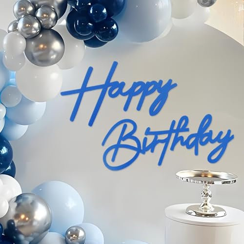 MASTRON Segno di buon compleanno – Feltro blu con scritta Happy Birthday per decorazioni di sfondo ad arco a palloncino – 1 conto, tutte le età, ragazzi, uomini