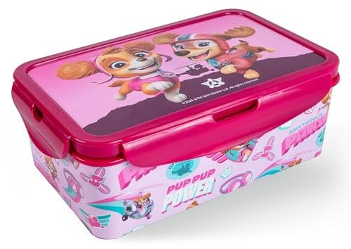 p:os PAW Patrol Brotdose Kinder mit Fächern - Auslaufsichere Bento Box Kinder für Kindergarten und Schule - Für Mädchen, Rosa