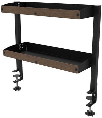 SUJOSAJU Versatile 2 Tier Clamp On Desk Shelf, Above or Below Desktop Storage Solution for Office Supplies and Gaming Gear, Space Saving Design