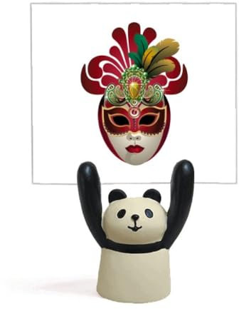 Runder Memohalter mit Aufschrift Happy Carnival of Venedig, Cartoon-Tiermotiv, Panda, Dekoration