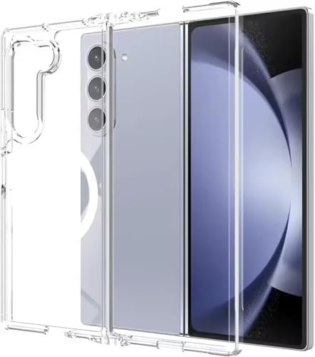 KK KENIK Clear Case for Samsung Galaxy Z Fold 5, Slim Crystal Transparent Clear Back Silicone Shockproof Bumper,Magnetic Wireless Charging Compatible, Anti-Yellowing,For Galaxy Z Fold 5 Cover