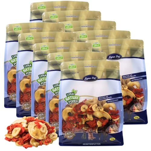 Lyra Pet® 10 kg Obst-Gemüse-Mix getrocknet | Bananen, Äpfel & Karotten | Reich an Vitaminen & Ballaststoffen | Einzelfutter für Vögel, Nager, Pferde & Reptilien | Natürliches Futter als Ergänzung