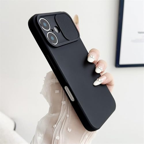Coque souple en silicone avec protection pour objectif de l'appareil photo slide pour iPhone 16, 15, 14 Plus, 13, 12, 11 Pro X, XS, XR, Max, 8, 7 SE, antichoc noir pour iPhone 14 Plus