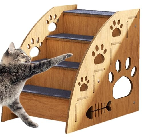 Escalones para mascotas para gatos, escaleras de madera para perros, escalera antideslizante de 3 niveles, acceso a la cama alta, escalones ligeros y seguros, perros pequeños, medianos y grandes