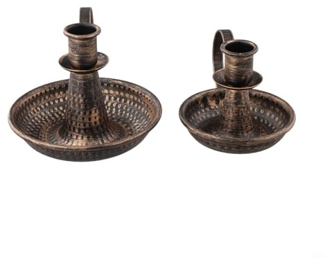 Schwarzes Eisen-Kerzenhalter-Set mit Griffen für Heimdekoration und Hochzeitstischdekorationen, hohe und kleine Metall-Kerzenständer für Stumpenkerzen (Bronze)