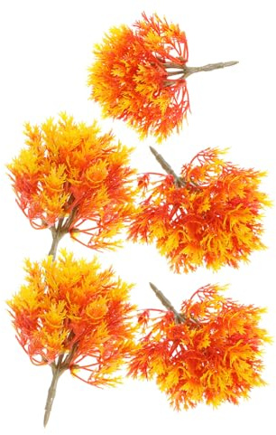 DECORNIJIA 5pcs Arbres Miniatures en Plastique Jaune, Modèle D'érable pour Décor de Paysage Micro, Intégration Polyvalente et Couleur Solide, pour Diorama et Architecture
