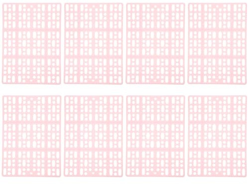 BCOATH Lot de 8 Tapis Antidérapants Modulables pour Cage de Lapin, Tapis en Plastique Résistant, Coloris Rose, Coussins Drainants pour Petits Animaux et Habitat Intérieur, Entretien