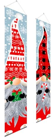 Artibetter Bannière de Porte pour Noël Décorations sans Visage de Personnes Âgées, en Polyester Rouge, pour Bureau et Porche D'entrée Couleur Aléatoire