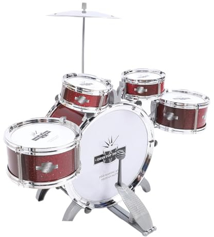 Spacnana Set di Batteria per Bambini 5 Batterie Giocattolo Set di Batteria da 5 Pezzi Strumenti Musicali a con Kit Completo di Jazz per Bambini Regalo per